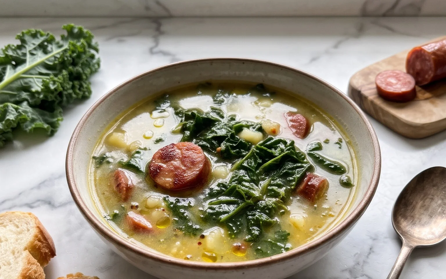 Caldo Verde: Soupe Portugaise au Kale et Linguica